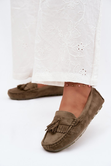 Dames loafers met kwastiki van faux suede groen Linden