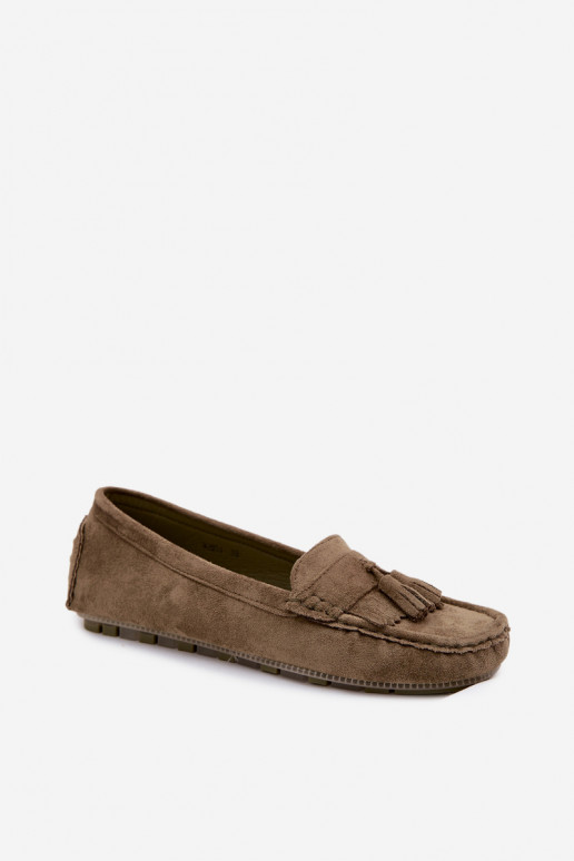 Dames loafers met kwastiki van faux suede groen Linden