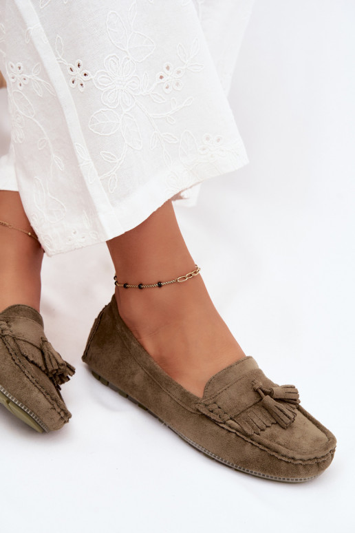 Dames loafers met kwastiki van faux suede groen Linden