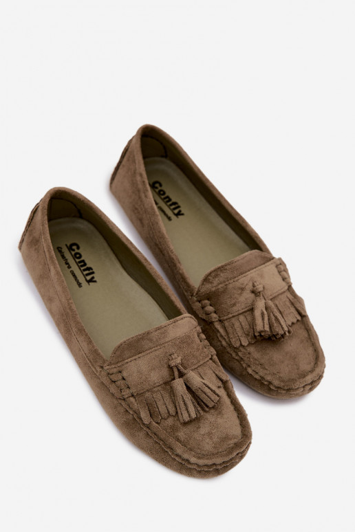 Dames loafers met kwastiki van faux suede groen Linden