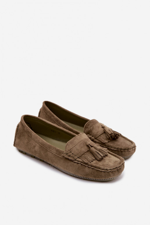 Dames loafers met kwastiki van faux suede groen Linden