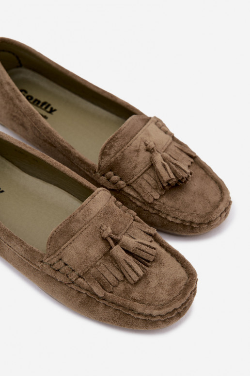Dames loafers met kwastiki van faux suede groen Linden
