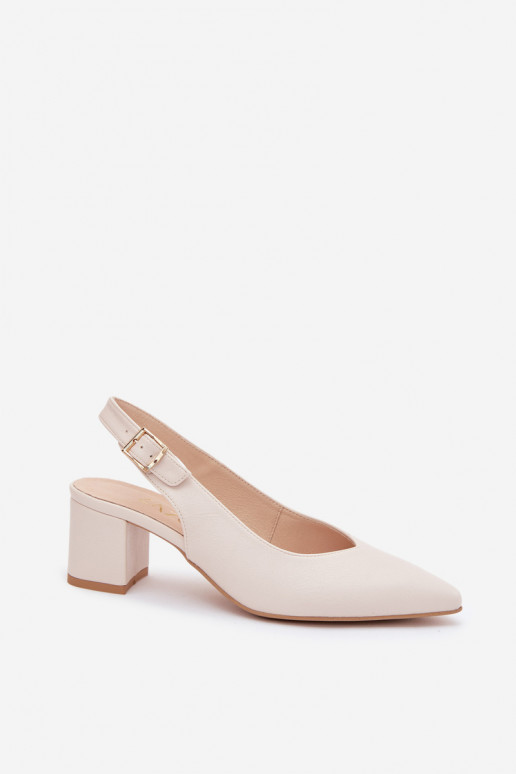 Dames sandalen met puntige neuzen en hakken in ivoorkleur Zazoo 1122