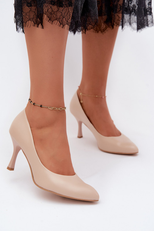 Dames hoge hakken van faux leather zandkleur Zazoo 1070