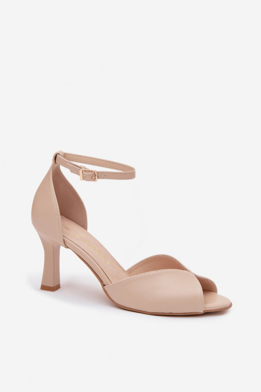 Dames sandalen met dunne hakken zandkleur Zazoo 1120