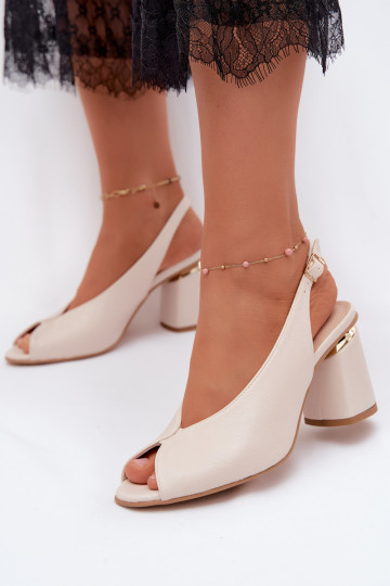 Elegante damesandalen met hak Zazoo 1085 ivoorkleur