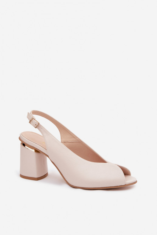 Elegante damesandalen met hak Zazoo 1085 ivoorkleur