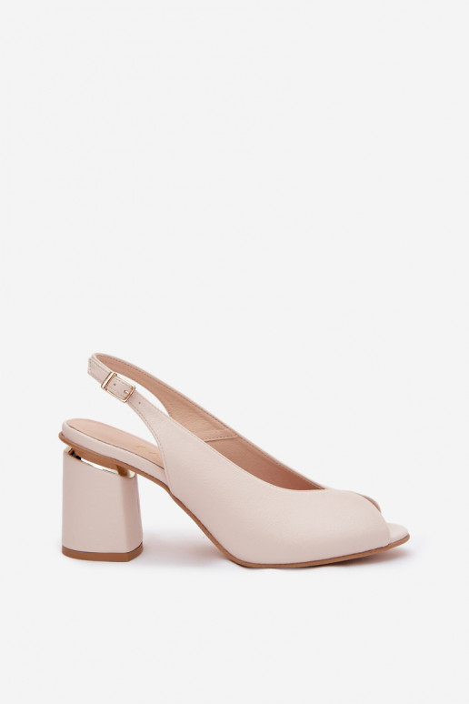 Elegante damesandalen met hak Zazoo 1085 ivoorkleur