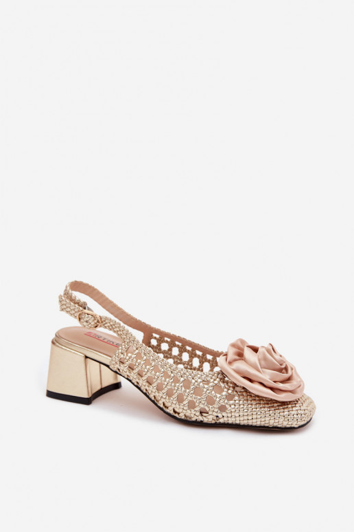 Patroon sandalen voor dames met hak en ornamenten Artiker 58C0798 gouden kleur