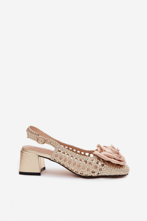 Patroon sandalen voor dames met hak en ornamenten Artiker 58C0798 gouden kleur