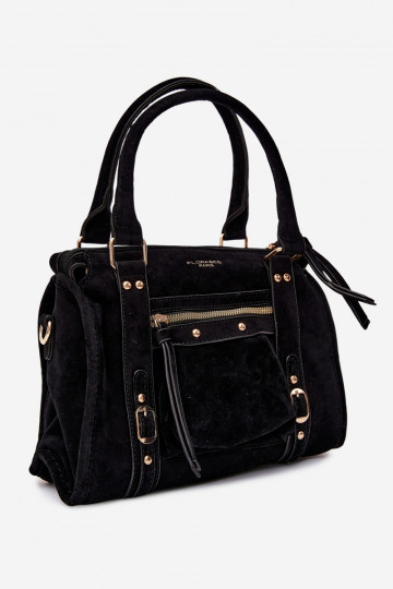 Tas van faux suede zwart Lendra
