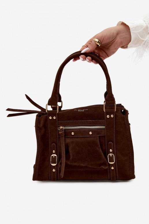 Tas van faux suede chocolade Lendra