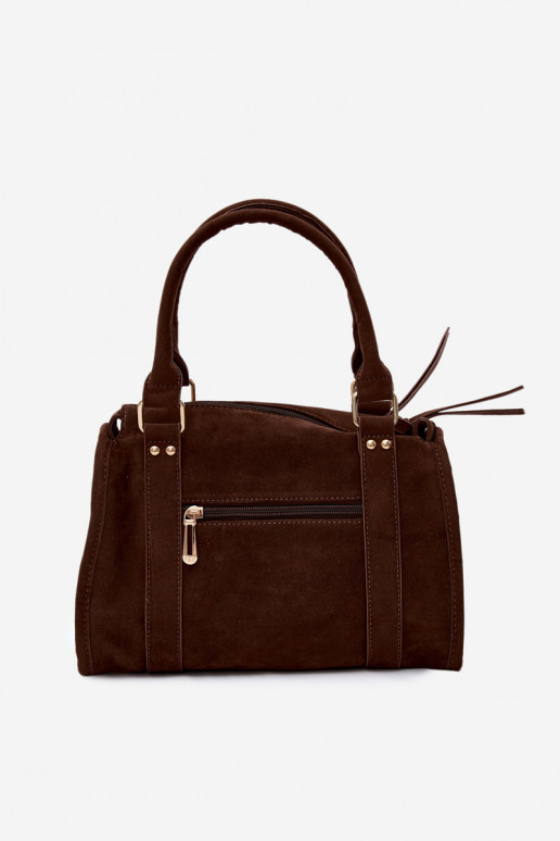Tas van faux suede chocolade Lendra