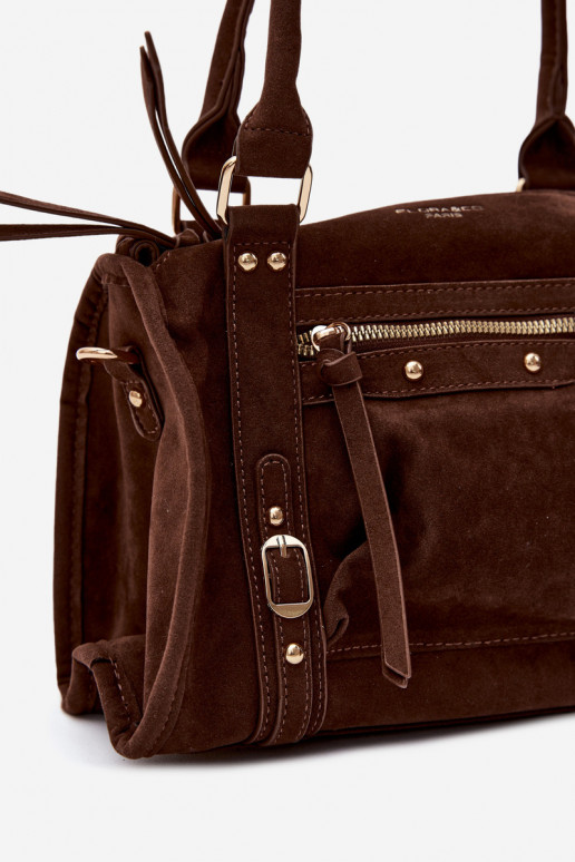 Tas van faux suede chocolade Lendra