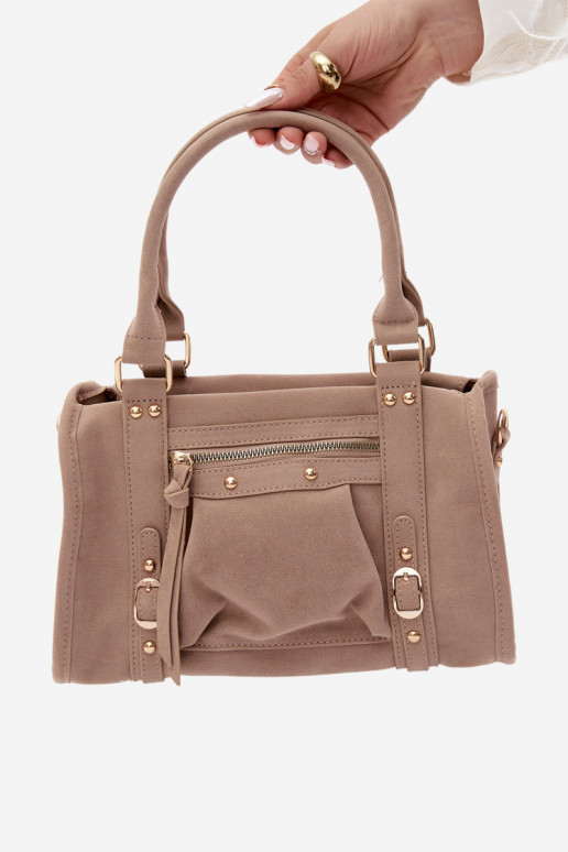 Tas van faux suede zand Lendra