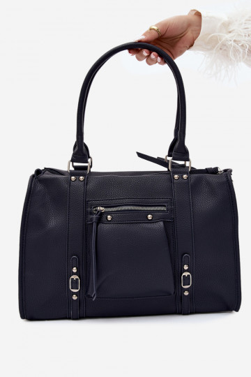 Grote tas van faux leather donkerblauw Nolita