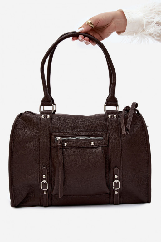 Grote tas van faux leather chocolade Nolita