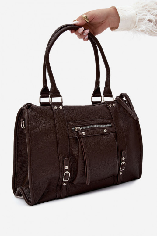 Grote tas van faux leather chocolade Nolita
