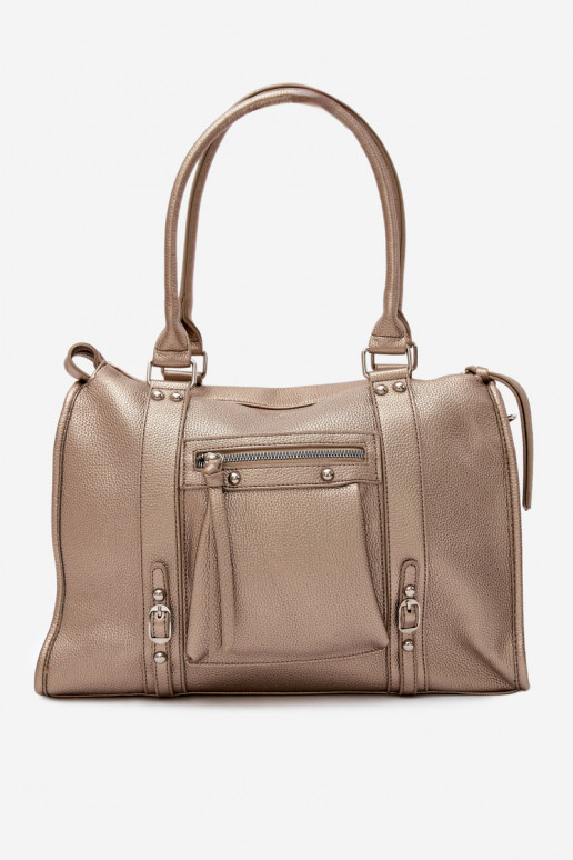 Grote tas van faux leather goud Nolita
