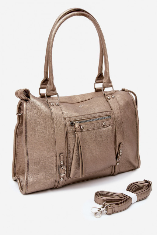 Grote tas van faux leather goud Nolita