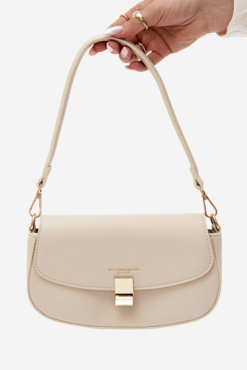 Kleine handtas van faux leather licht zand Acacia