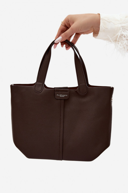 Handtas van faux leather chocolade Blaire