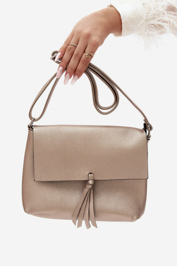 Postbode stijl handtas van faux leather goud Sigrid