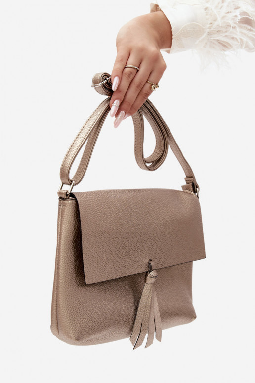 Postbode stijl handtas van faux leather goud Sigrid