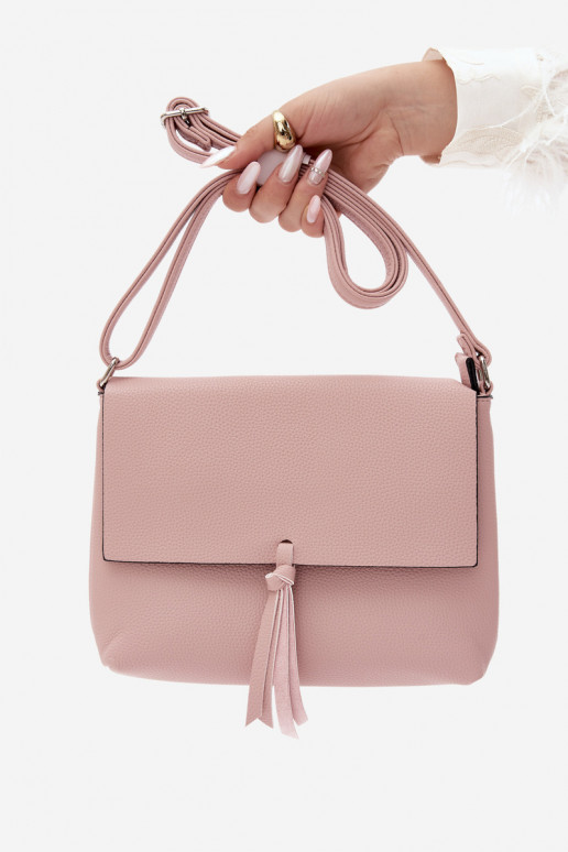 Postbode tas met franjes in roze kunstleer Sigrid