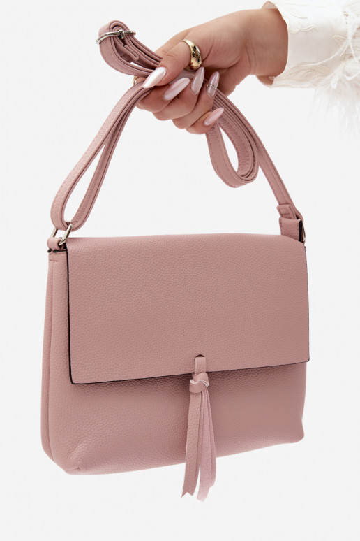 Postbode tas met franjes in roze kunstleer Sigrid