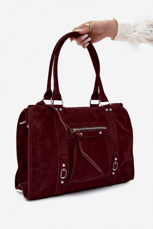 Grote tas van kunstsuède in bordeaux kleur Nolita
