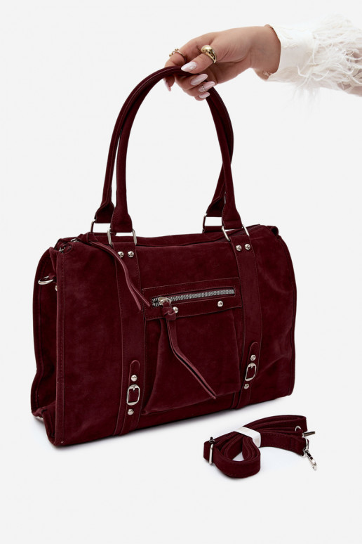 Grote tas van kunstsuède in bordeaux kleur Nolita