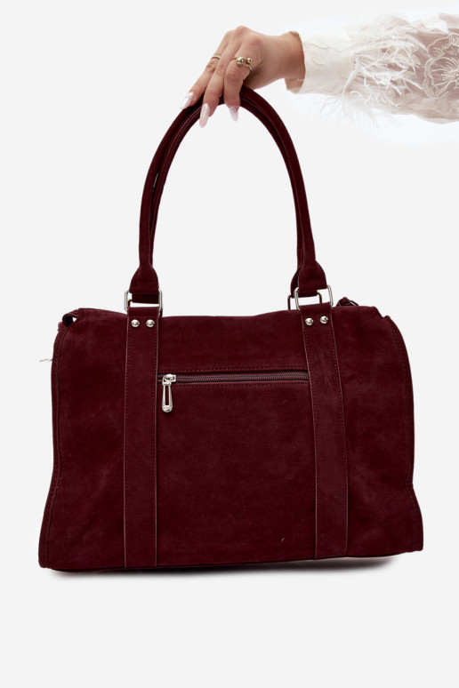 Grote tas van kunstsuède in bordeaux kleur Nolita