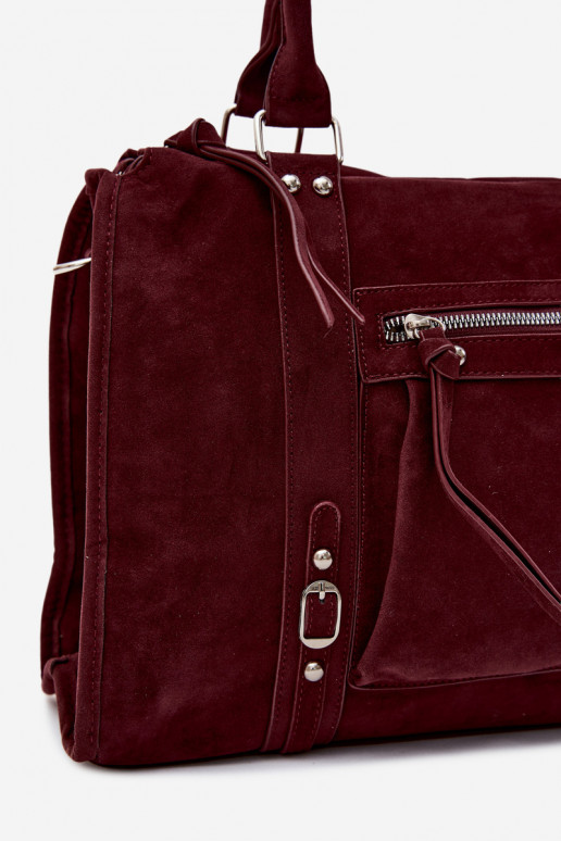 Grote tas van kunstsuède in bordeaux kleur Nolita