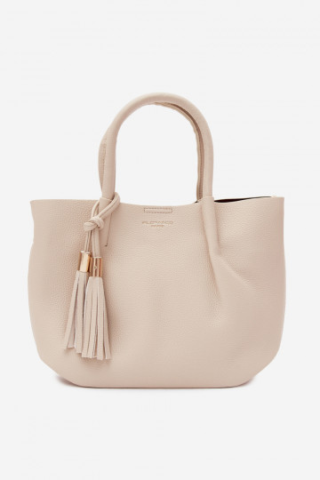 Handtas van faux leather in helder zand Fleece
