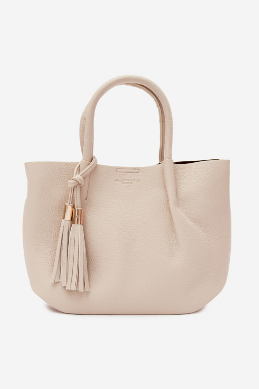 Handtas van faux leather in helder zand Fleece