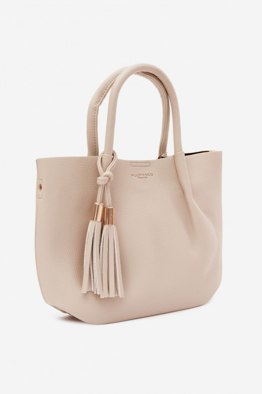 Handtas van faux leather in helder zand Fleece