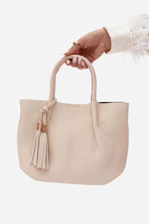 Handtas van faux leather in helder zand Fleece