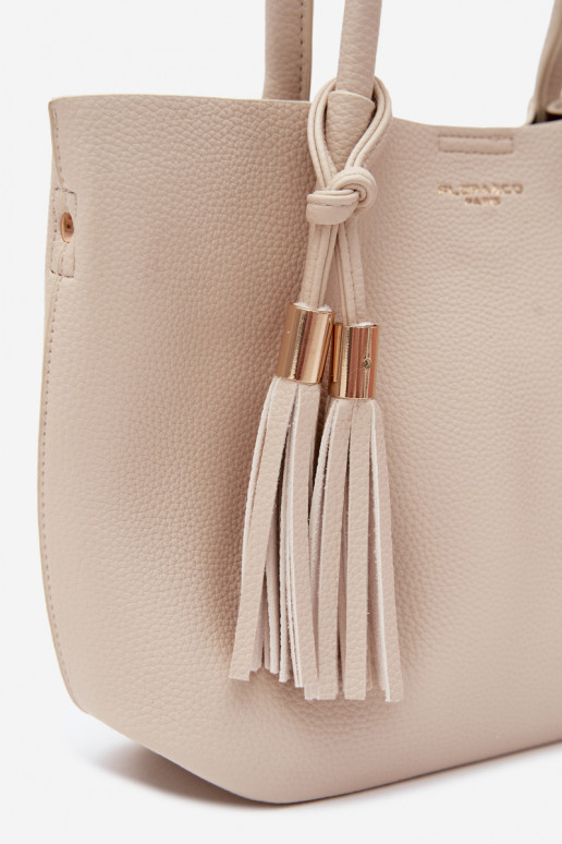 Handtas van faux leather in helder zand Fleece