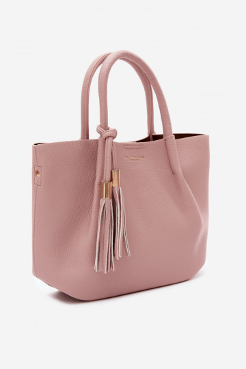 Handtas van faux leather in roze Fleece 2