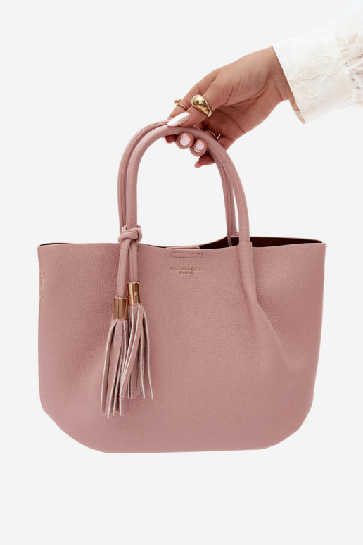 Handtas van faux leather in roze Fleece
