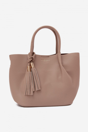Handtas van faux leather in ivoorkleur Fleece