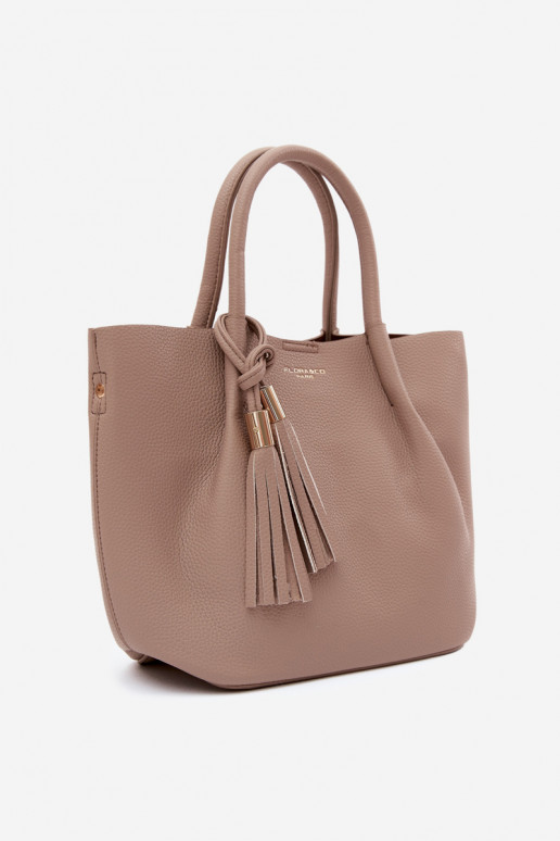 Handtas van faux leather in ivoorkleur Fleece
