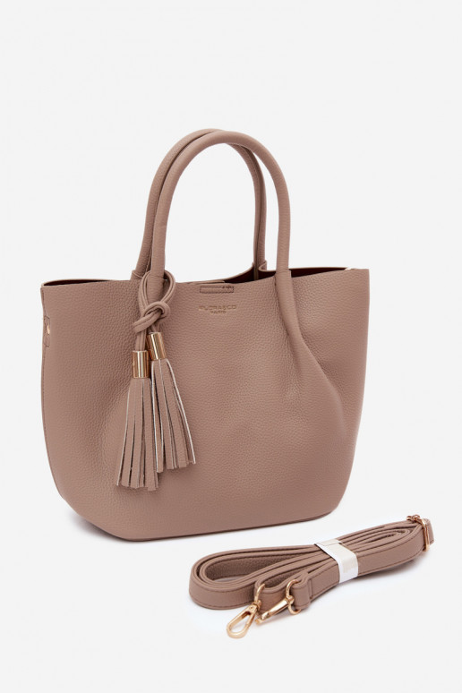 Handtas van faux leather in ivoorkleur Fleece
