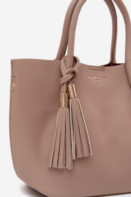 Handtas van faux leather in ivoorkleur Fleece