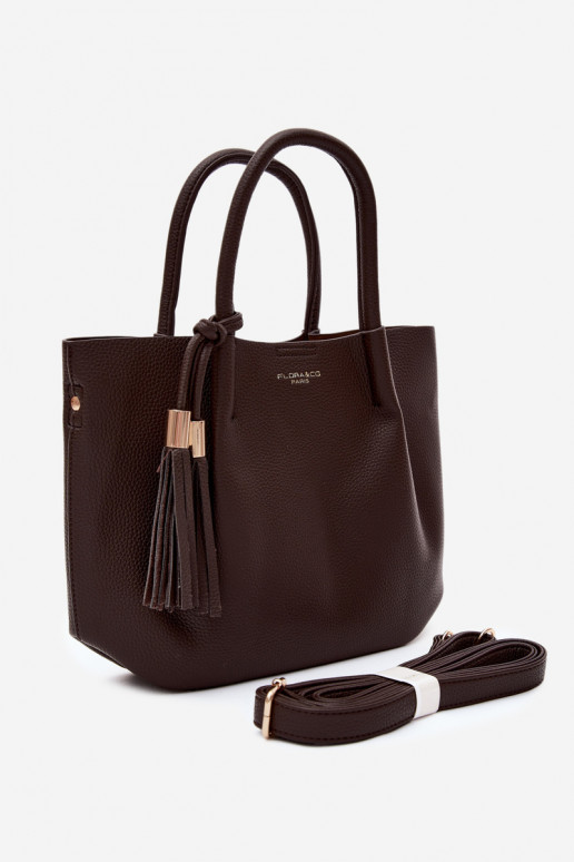 Handtas van faux leather in chocolade Fleece