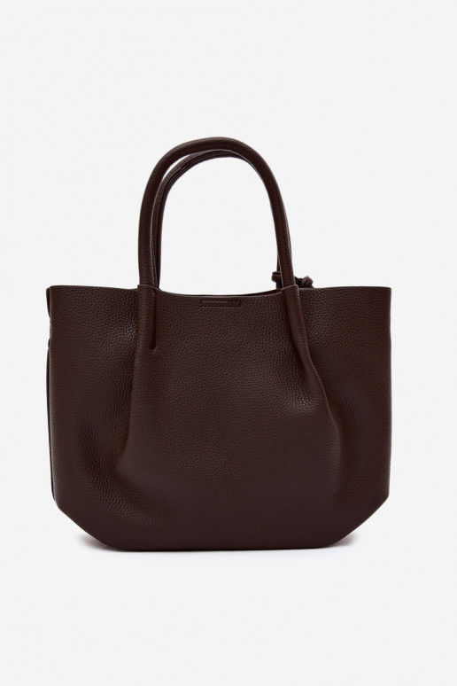 Handtas van faux leather in chocolade Fleece