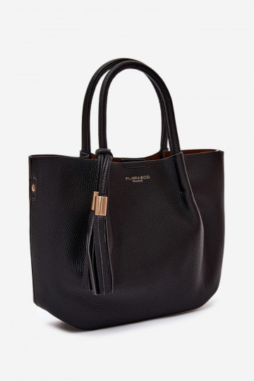 Handtas van faux leather in zwart Fleece 2