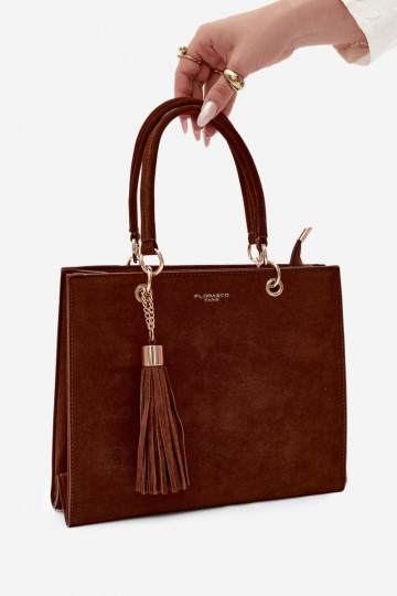 Tas in faux suede chocolade Ottilie