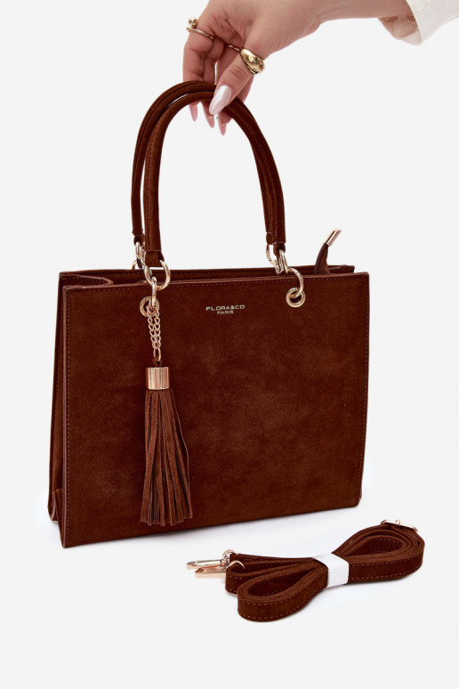 Tas in faux suede chocolade Ottilie